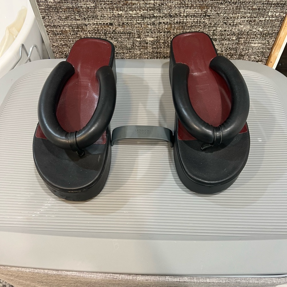 Black and Red Platform Sandals